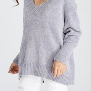 Long Sleeve Chenille V-Neck Pullover Sweater